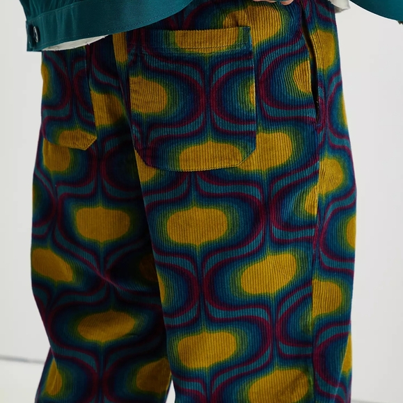 Urban Outfitters Unisex Corduroy Pschedelic Rainbow Drawstring Beach Pants M - Picture 11 of 11